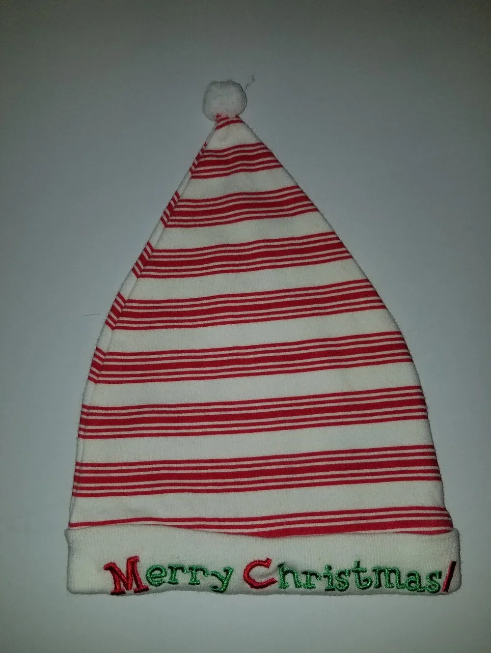 Kids Red and White Striped 'Merry Christmas' Holiday Beanie Stocking Cap